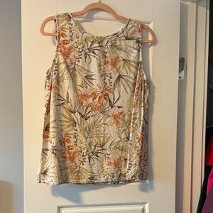 CHARLIE B Floral Tank Top - Orange and Green